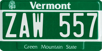 VT license plate ZAW557