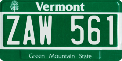 VT license plate ZAW561
