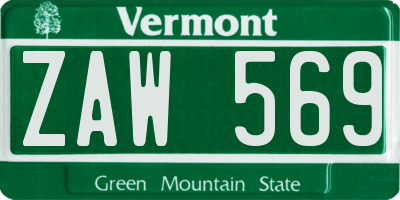 VT license plate ZAW569