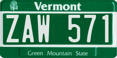 VT license plate ZAW571