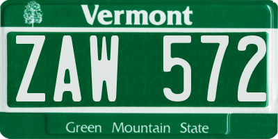 VT license plate ZAW572