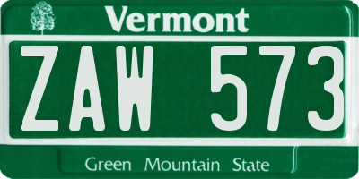 VT license plate ZAW573