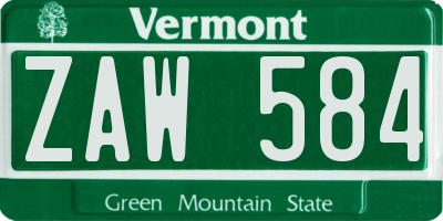 VT license plate ZAW584