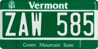 VT license plate ZAW585