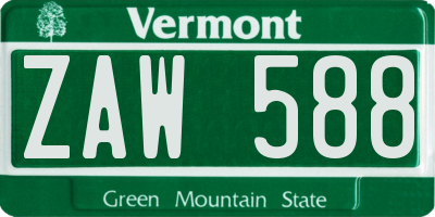 VT license plate ZAW588
