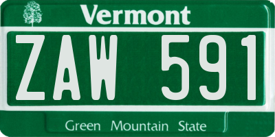 VT license plate ZAW591
