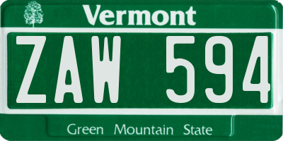 VT license plate ZAW594