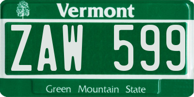 VT license plate ZAW599