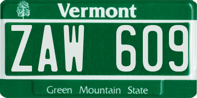 VT license plate ZAW609