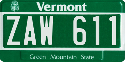 VT license plate ZAW611
