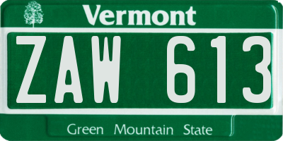 VT license plate ZAW613