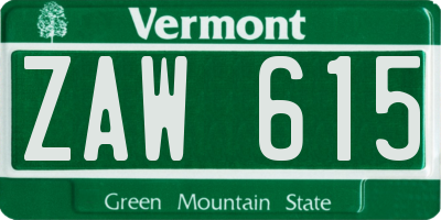VT license plate ZAW615
