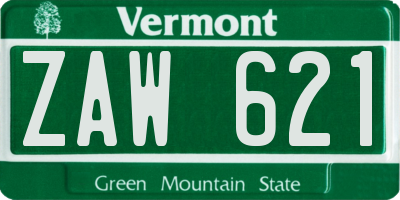 VT license plate ZAW621