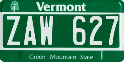 VT license plate ZAW627