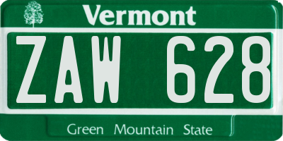 VT license plate ZAW628