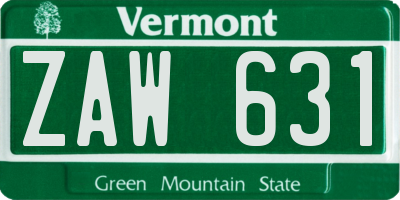VT license plate ZAW631