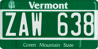 VT license plate ZAW638