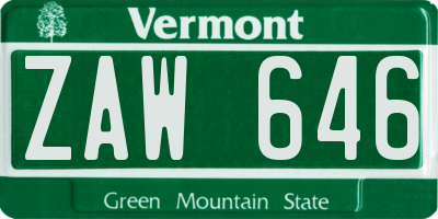 VT license plate ZAW646