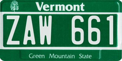 VT license plate ZAW661