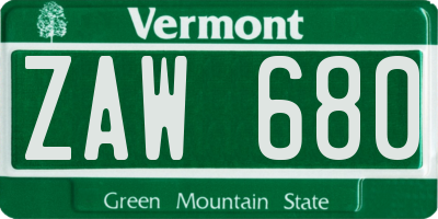 VT license plate ZAW680
