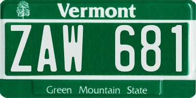 VT license plate ZAW681