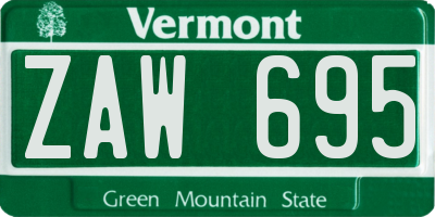 VT license plate ZAW695