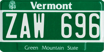 VT license plate ZAW696
