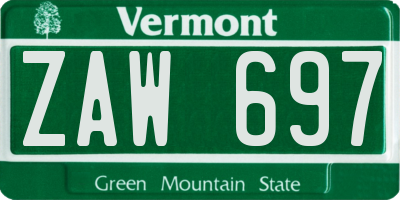 VT license plate ZAW697