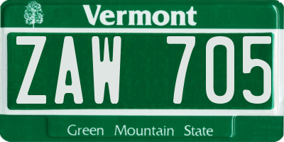 VT license plate ZAW705