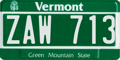 VT license plate ZAW713