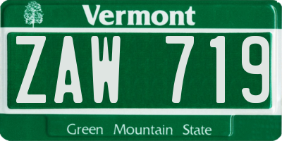 VT license plate ZAW719
