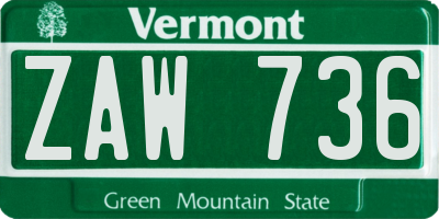 VT license plate ZAW736