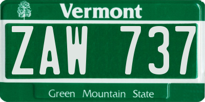 VT license plate ZAW737