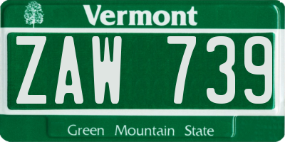 VT license plate ZAW739