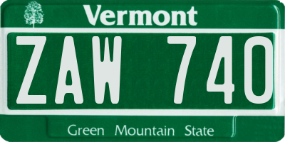 VT license plate ZAW740