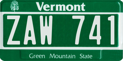 VT license plate ZAW741