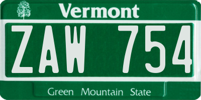 VT license plate ZAW754