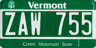 VT license plate ZAW755
