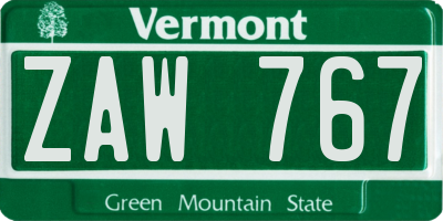 VT license plate ZAW767