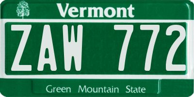 VT license plate ZAW772