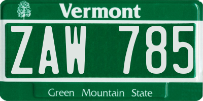 VT license plate ZAW785