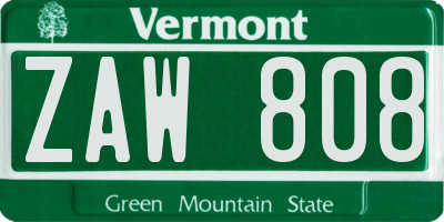 VT license plate ZAW808