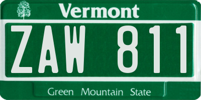 VT license plate ZAW811