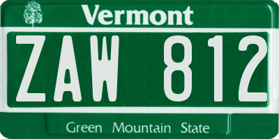 VT license plate ZAW812