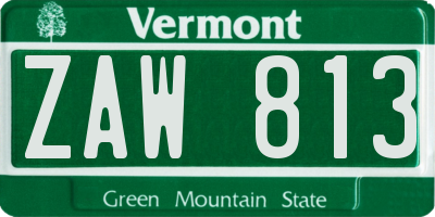 VT license plate ZAW813