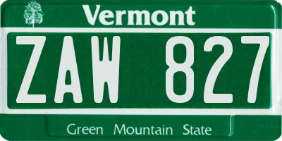 VT license plate ZAW827