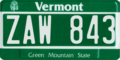 VT license plate ZAW843