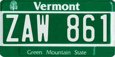 VT license plate ZAW861