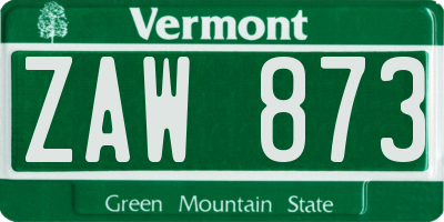 VT license plate ZAW873