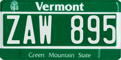 VT license plate ZAW895